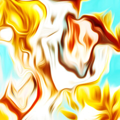 Abstract fluid art digital painting and dynamic swirling patterns with vibrant color transitions.