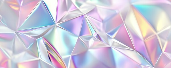 Abstract iridescent holographic polygonal background texture design Pastel rainbow colors
