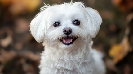 White Maltese dog a happy animal