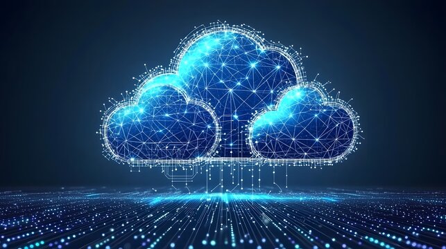 Futuristic Cloud Computing Technology with Glowing Digital Connections Concept