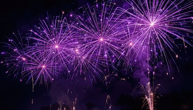 Purple fireworks sparkler display creating a magical festive ambiance for celebrations, parties, and joyous moments under the night sky.