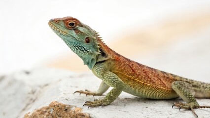 Obraz premium Colorful Lizard on Rock Surface