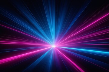 a close up of a blue and pink light streaks on a black background