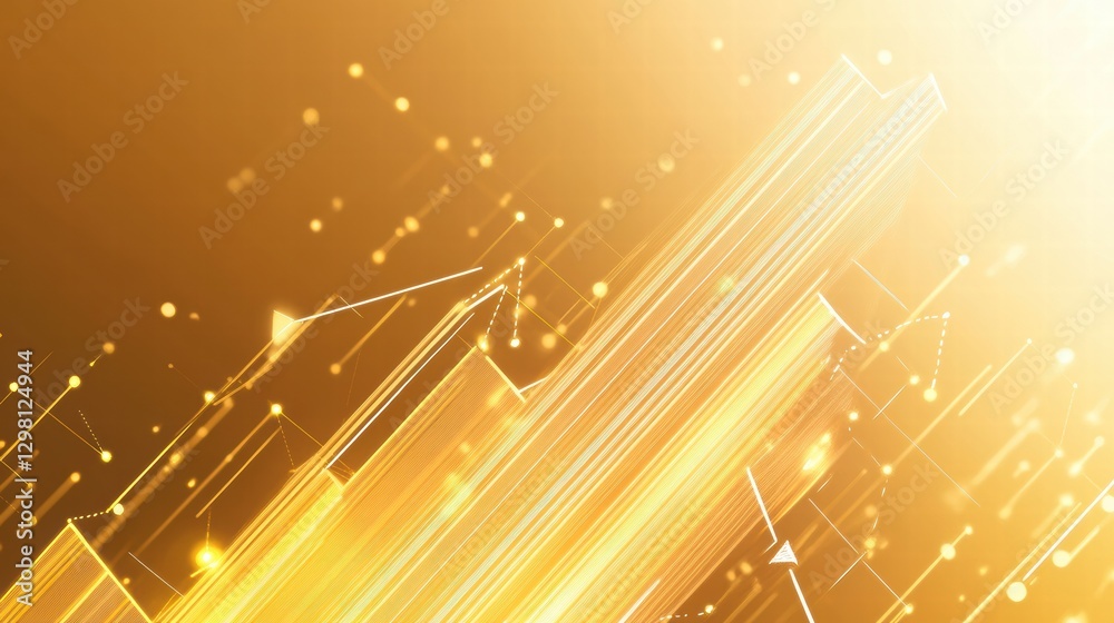 Aufkleber Dynamic golden light patterns create a vibrant atmosphere for digital art enthusiasts in a modern setting. Generative AI