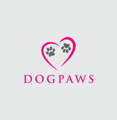 Pet Care Logo – Cute Dog Paw and Heart Design for Animal Lovers
