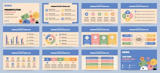 Modern presentation slide templates. Infographic elements template set for web, print, annual report brochure, business flyer leaflet marketing and advertising template. Vector Illustration