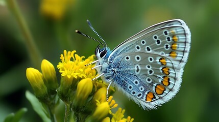 Obraz premium Close-Up of a Beautiful Butterfly on a Flower: Nature's Perfect Harmony