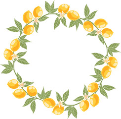 Lemon wreath. Floral vector illustration.