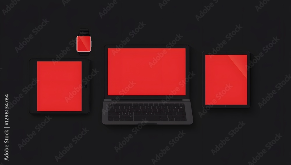 Poster flatlay of modern tech devices