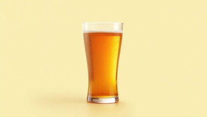 Sparkling Tea. Amber beer glass isolated on beige background, refreshm