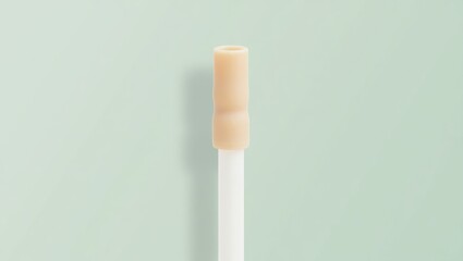 Straw Cover. Beige medical swab close-up for testing and hygiene on gr