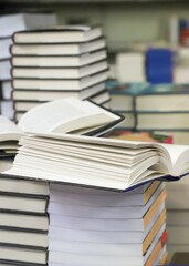 stack of books on the table
