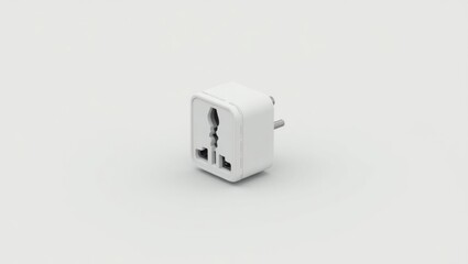 Universal Travel Adapter. Universal white travel adapter plug on minim