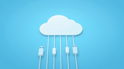 white cloud connect with network cable, Cloud computing technology concept background