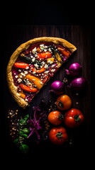 Fototapeta premium Rustic Summer Quiche with Fresh Garden Vegetables