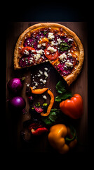 Fototapeta premium Rustic Summer Quiche with Fresh Garden Vegetables