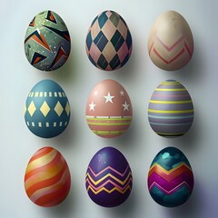 Obraz premium Colorful Easter Egg Pattern in Playful Grid Arrangement Seamless Pattern