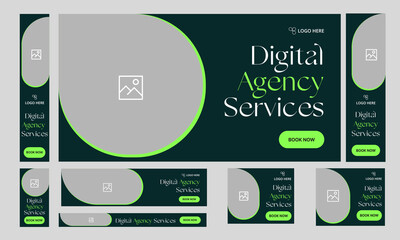 Digital agency web set banner design for social media post, startup business web bundle banner design, customizable vector eps 10 file format