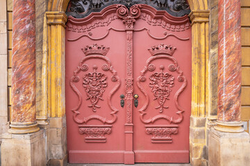 Beautiful carved doors. Wroclaw, Poland