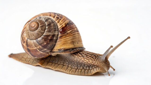 Garden Snail on White Background