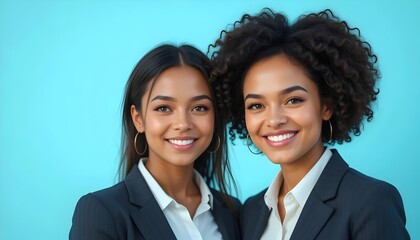 TWO PRETTY MIXED RACE BUSINESS WOMEN SMILING IN AN OFFICE, meeting, workspace, success, cooperation, career, communication, female, modern office, collaboration, entrepreneur, confident, happy, suit
