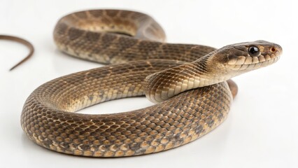 Obraz premium Brown Snake on White Background