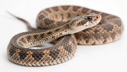 Fototapeta premium Juvenile Brown Snake on White Background