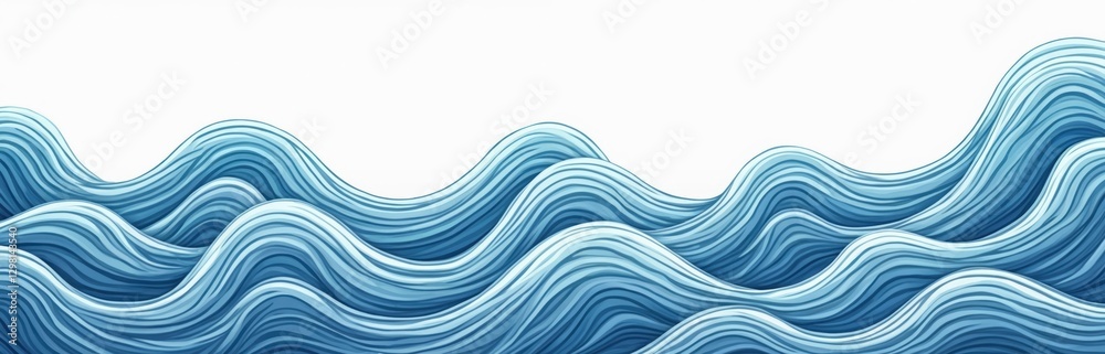 Poster seamless pattern of stylized ocean waves drawing. blue curvy lines repeat. water flow abstract backg