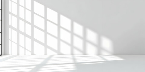 Fototapeta premium White Room Sunlight Window Shadow 3D Render