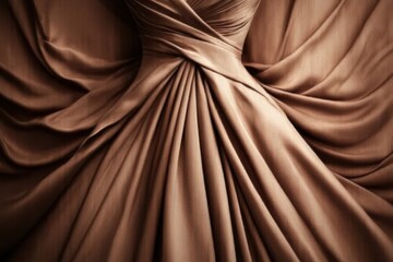 Elegant Draped Fabric in Warm Brown Tones with Smooth Texture