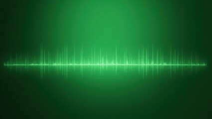 Green Noise. Audio to text ai voice detector generator vocal remover PlayHT PolyAI Murf cancelling app sound wave frequency equalizer glowing neon lines, visualization display for music, radio, podca