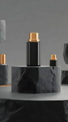 Elegant Black Perfume Bottles 3D Render