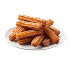 crispy churros coated in sugarcut  on transparent background
