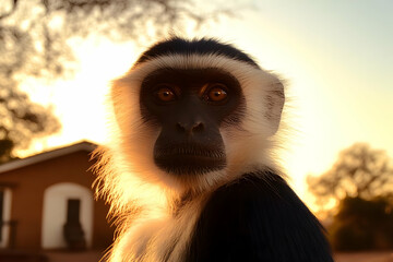 Fototapeta premium Golden Hour Monkey Portrait Photo