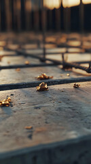 Fototapeta premium Golden Fragments on Concrete_3D Illustration