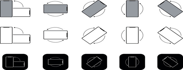 Rotate smartphone icon screen tilt rotation icon set horisontal or vertical rotation buttons