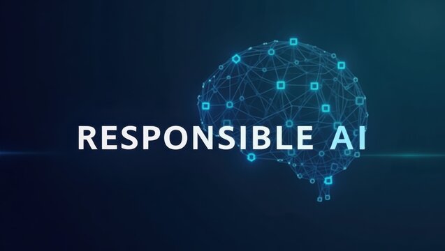 Responsible Ai. Words responsible ai are displayed on dark background