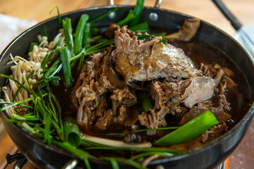 View of the duck stew in the pot