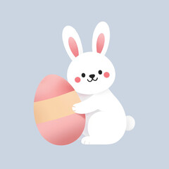 Easter Bunny Cartoon Illustration, Cute Holiday Rabbit Character