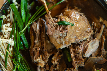 View of the duck stew in the pot