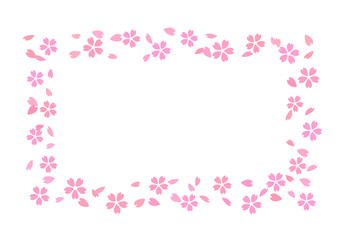 桜の花のフレーム　春　ピンク　花びら