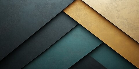 Overlapping textured planes in shades of gold and teal