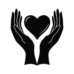 Obraz premium Silhouette of hands presenting a heart as a symbol of love and kindness