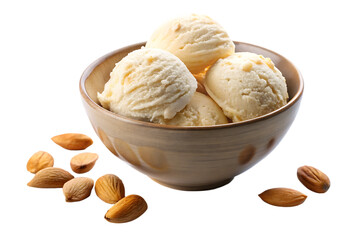bowl of almond ice cream image isolated on transparent