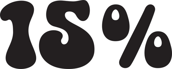 15 Percentage Discount Offer Number Typography Style A0003