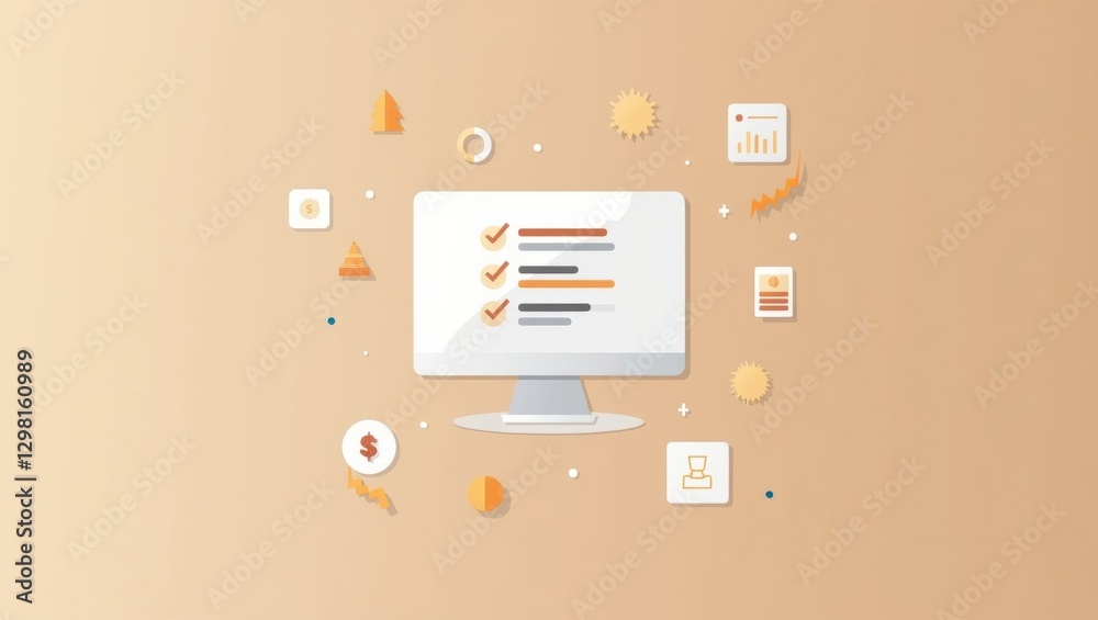 Poster smart bidding. computer screen is displaying list of tasks and icons