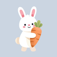Easter Bunny Cartoon Illustration, Cute Holiday Rabbit Character