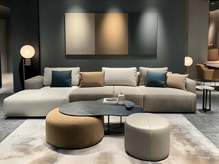 Modern Sectional Sofa Interior Design Illustration