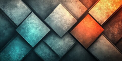 Abstract overlapping squares with a textured and geometric design