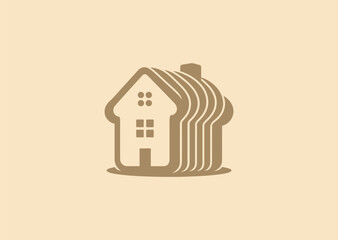 Bread House Logo &ndash; A cozy house shaped like a loaf of bread, representing comfort, warmth, and homemade goodness.